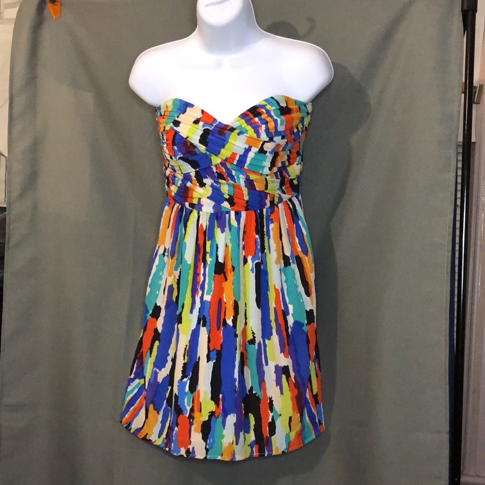 Shoshanna Silk Rainbow Strapless Dress, size 4